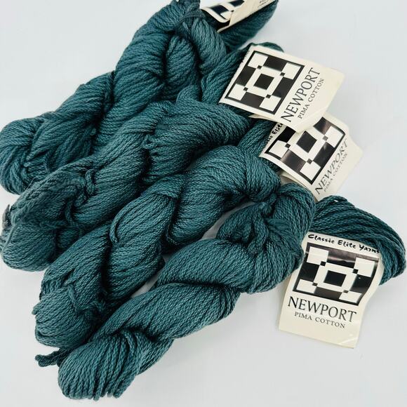 4 Classic Elite Yarns NEWPORT 100% Mercerized PIMA Cotton Blue Green #2007 - Picture 1 of 6